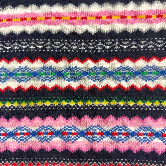GAP Women’s Small Fair Isle Sweater Navy Blue Multicolor Stripe Cotton Blend - Picture 6 of 6